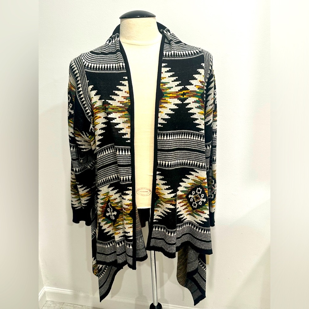 Ruff Hewn black and multi color asymmetrical sweater
